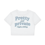 'Pretty & Private' Fitted Crop Cotton T-Shirt (Grey)