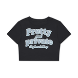 'Pretty & Private' Fitted Crop Cotton T-Shirt (Grey)