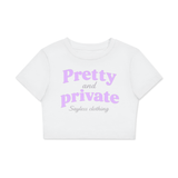 'Pretty And Private' Fitted Crop Cotton T-Shirt (purple)