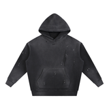 'Whisper Theory' Washed Frayed Fleece Hoodie