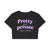 'Pretty And Private' Fitted Crop Cotton T-Shirt (purple)