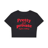 'Pretty and Private' Fitted Crop Cotton T-Shirt (Red)