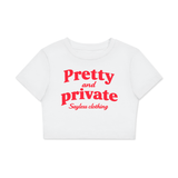 'Pretty and Private' Fitted Crop Cotton T-Shirt (Red)