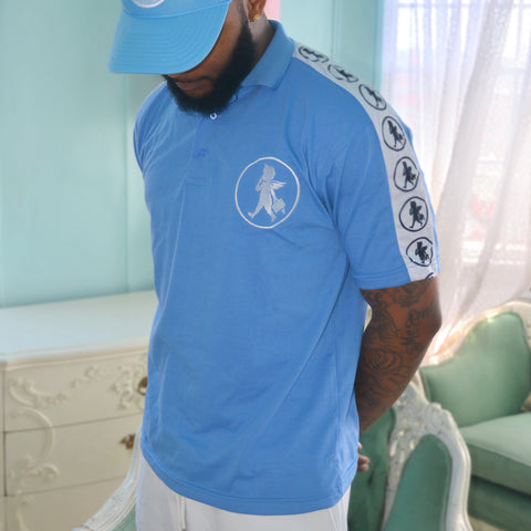 Sky Blue and White 'Tsotsi' Luxury Polo